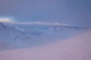 Early morning @ 8200m. Very windy conditions with lots of spindrift....
