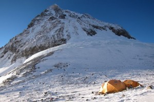 The South East face of Everest from the South Col. The true summit is not visible from here.